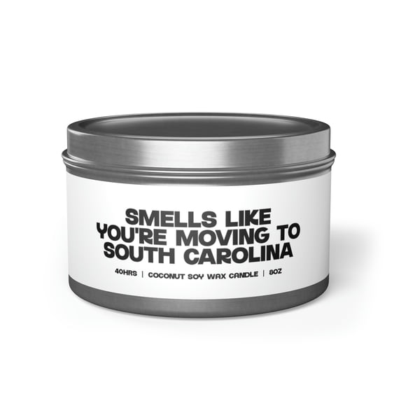 South Carolina SC Moving Away Friend Tin Candle Gift Decor Vanilla Coffee