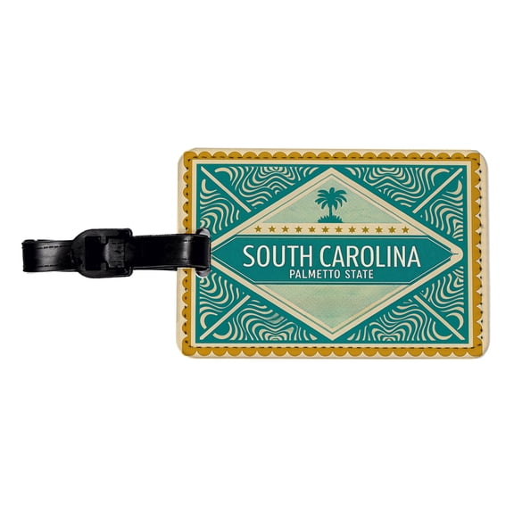 South Carolina SC Palmetto State Travel Vacation Stamp Faux Leather Travel Luggage Tag