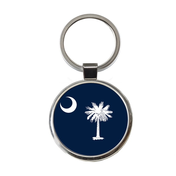 South Carolina SC State Flag Metal Round Keychain