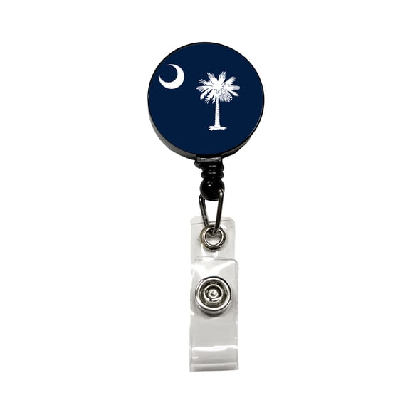 South Carolina SC State Flag Retractable Reel ID Badge Key Card Name Tag Holder with Clip