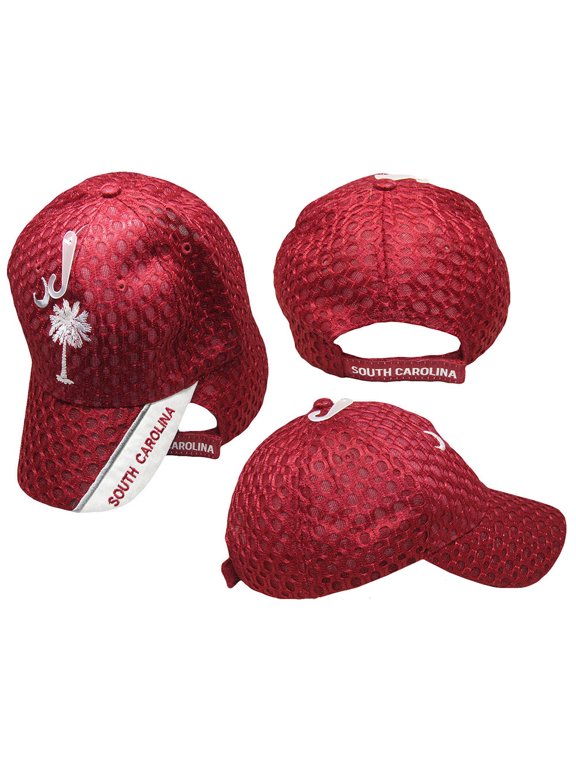 South Carolina SC State Textured Mesh Crimson Red Embroidered Cap Hat