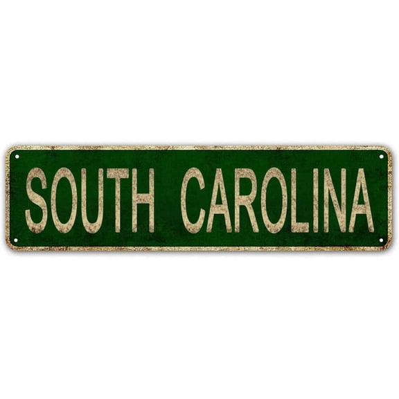 South Carolina Sign, America State Name Vintage Metal Tin Sign, Wall Decor for Office/Home/Classroom 4x16 Inches