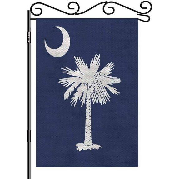 South Carolina Small Garden Flag Vertical Double Sided 12.5 x 18 Inch American State of South Carolina Flag in Flat Blue Farmhouse Burlap Yard Outdoor Decor