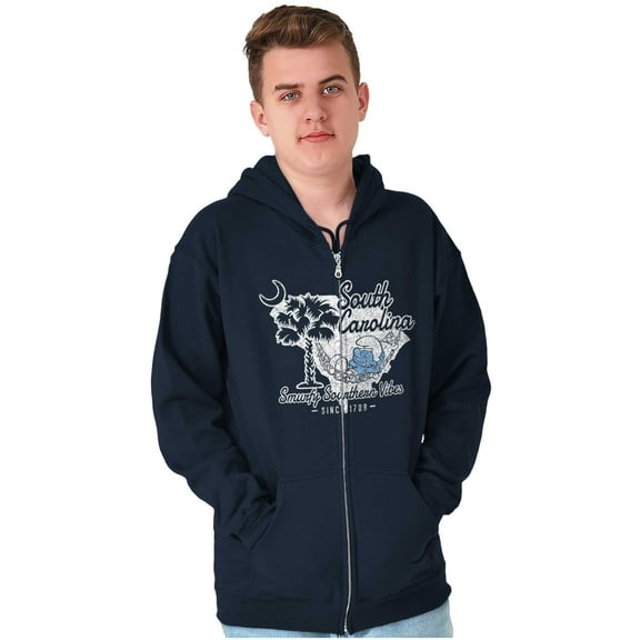 South Carolina Smurfy Southern Vibes Unisex Plus Size Zip Hoodie Brisco Brands 5X