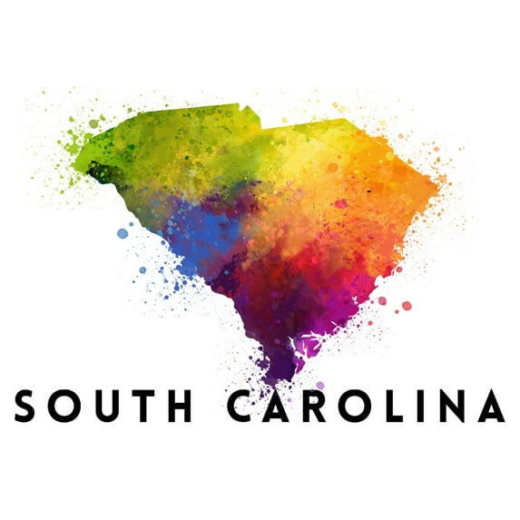South Carolina, State Abstract Watercolor (9x12 Wall Art Print, Home Decor)