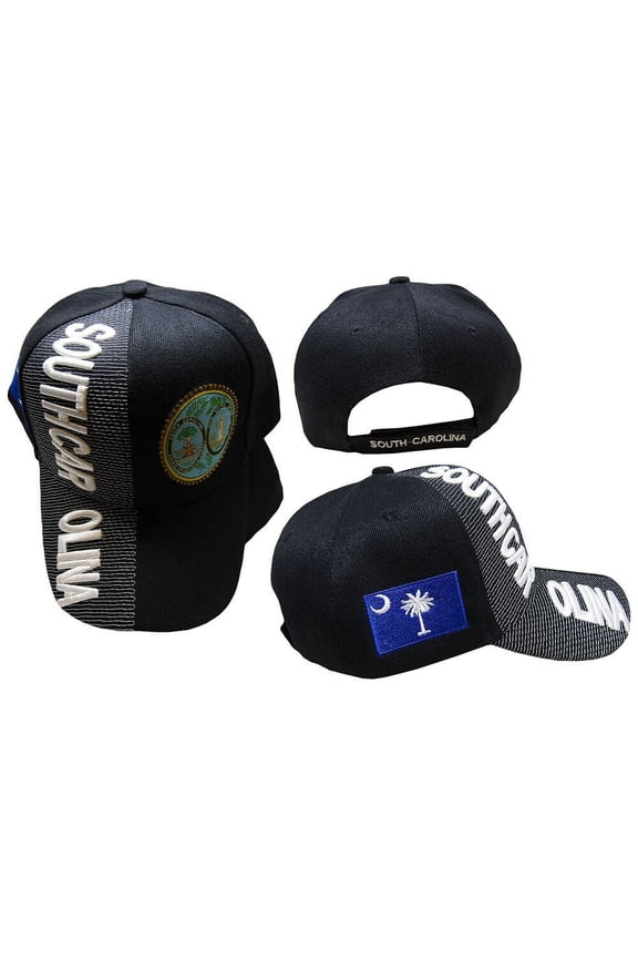 South Carolina State Black White Letters Patch On Side Embroidered Hat Cap