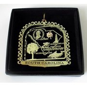 South Carolina State Brass Ornament Black Leatherette Gift Box