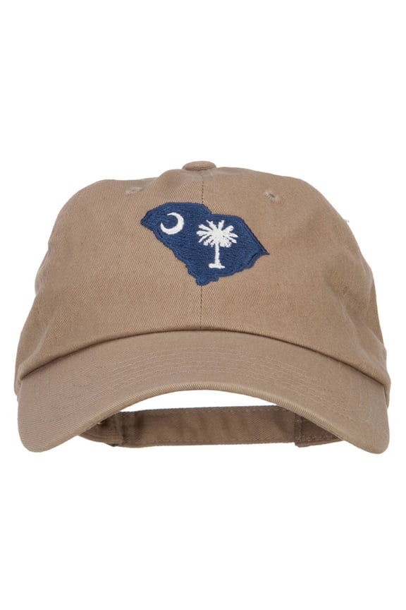 South Carolina State Flag Map Embroidered Unstructured Washed Cap - Khaki OSFM