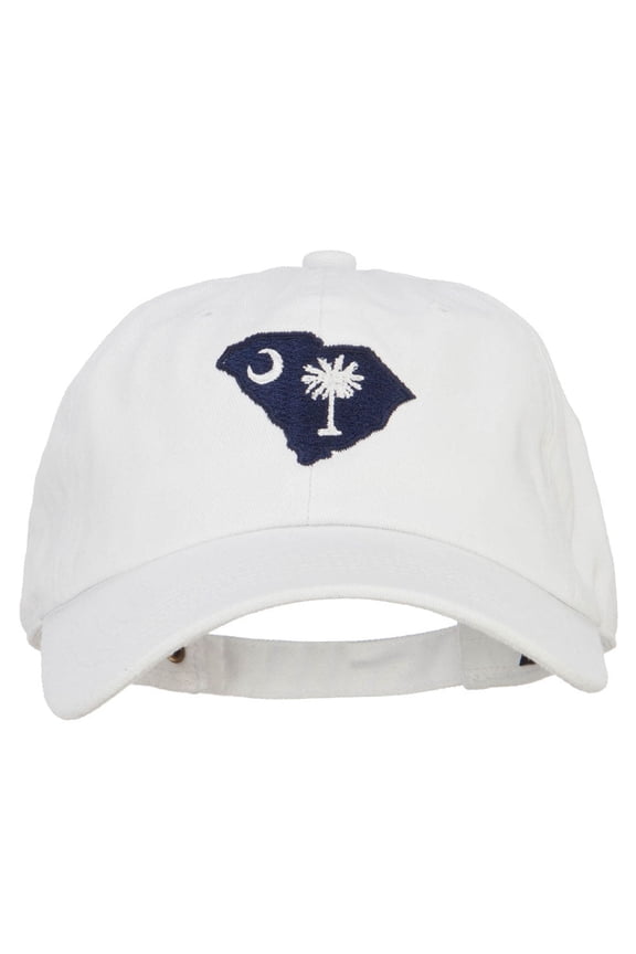 South Carolina State Flag Map Embroidered Unstructured Washed Cap - White OSFM