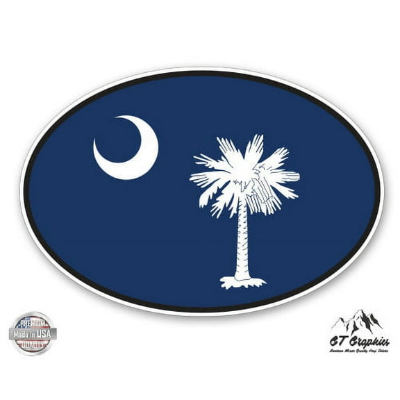 South Carolina State Flag Oval - 5" Vinyl Sticker - For Car Laptop I-Pad - Waterproof Decal
