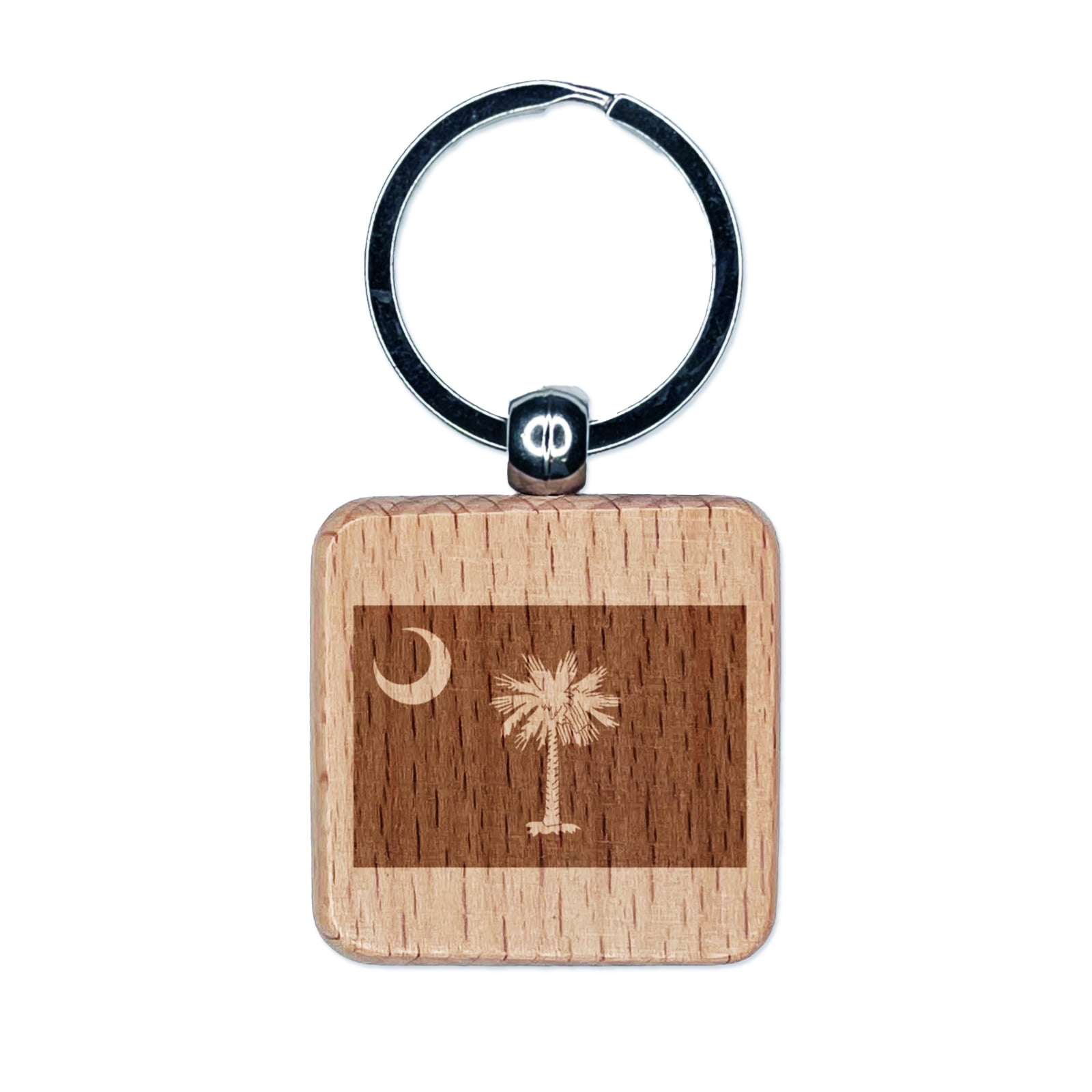 South Carolina State Flag Square Keychain Charm Tag - Engraved