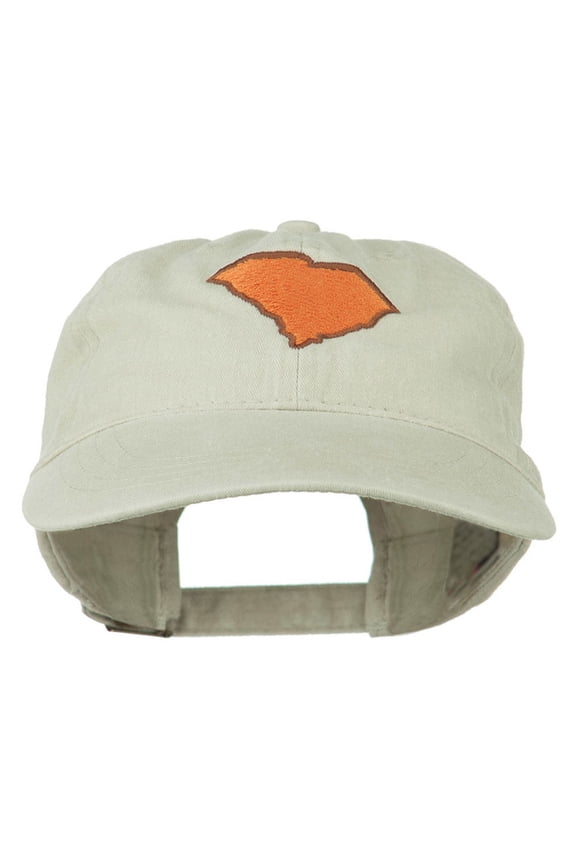 South Carolina State Map Embroidered Washed Cap - Stone Grey OSFM