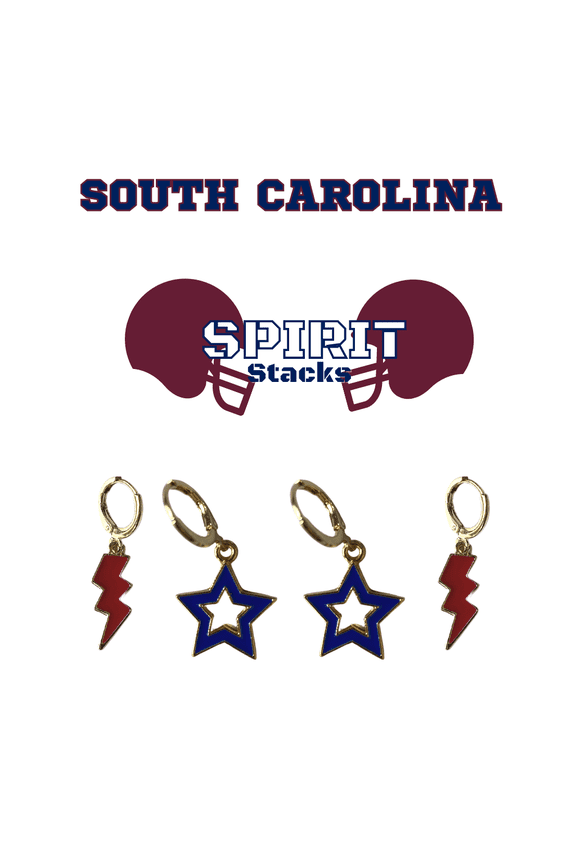 South Carolina State University Spirit Stack maroon mini enamel bolts and navy statement open starboys