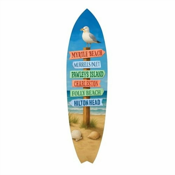 South Carolina Surfboard Wall Art - Coastal Beach House Decor, Weather-Resistant PVC Indoor Outdoor (2 Foot)