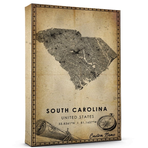 South Carolina United States Map Poster, South Carolina United States road Map Art Poster, Canvas,, South Carolina United States Map Canvas - 89AZ1286