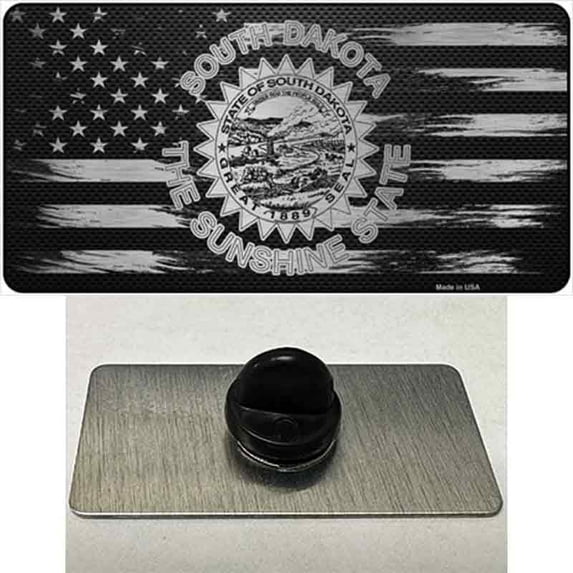 South Dakota Carbon Fiber Novelty Metal Hat Pin 1.5" x 0.75" Hat Pin (PIN)