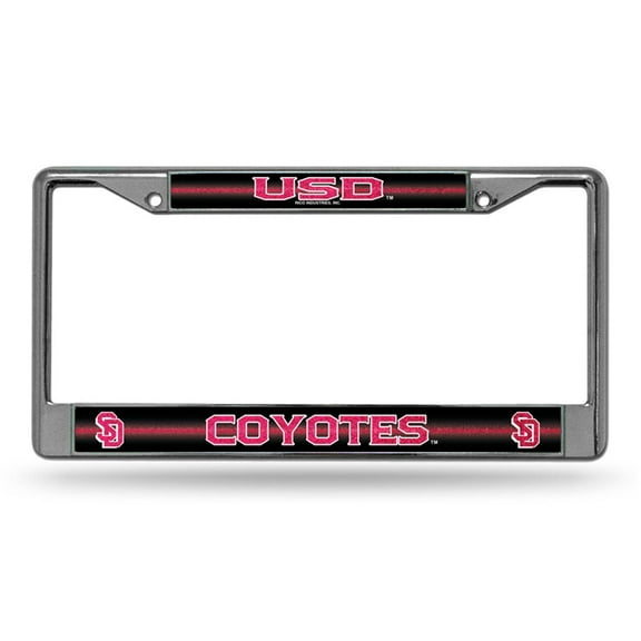 South Dakota Coyotes Sparkly Glitter Bling Look Chrome License Plate Frame