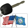 thumbnail image 1 of South Dakota Crossed US Flag Novelty Metal Key Chain KC-11501 3" x 1.5" Key Chain (KC), 1 of 1