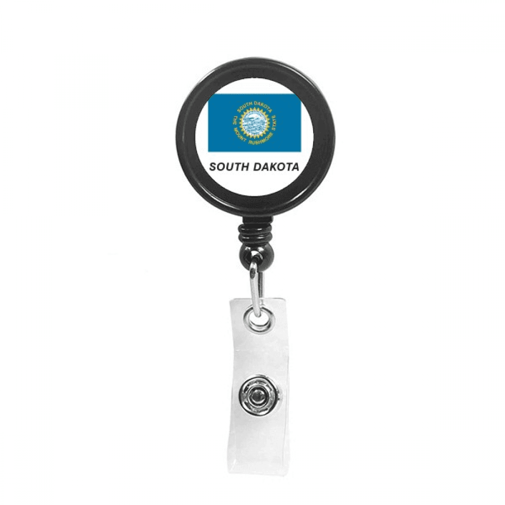 South Dakota Flag Profile Retractable Keychain Badge Holder ID Badge