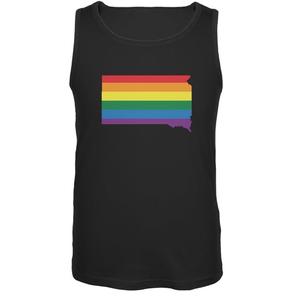 South Dakota LGBT Gay Pride Rainbow Black Adult Tank Top - Medium