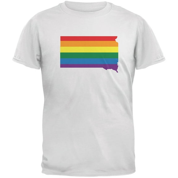South Dakota LGBT Gay Pride Rainbow White Adult T-Shirt - Large
