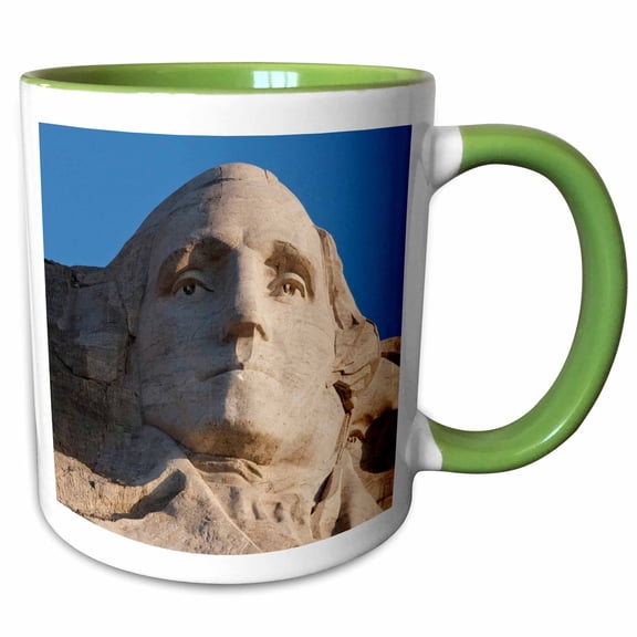 3drose, South Dakota, Mount Rushmore, George Washington - Us42 Pso0004 - Paul Souders, 11oz Two-tone Green Mug