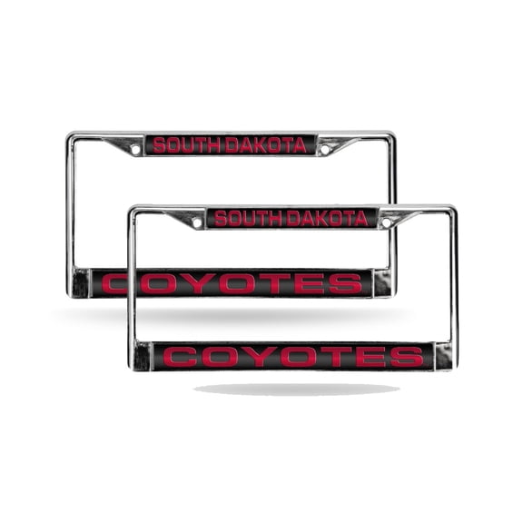 South Dakota NCAA Coyotes Chrome Metal (2) Laser Cut License Plate Frame Set