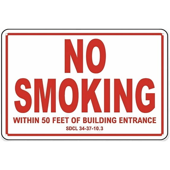 South Dakota No Smoking Within 50 Feet Sign - 8"x12" Aluminum Tin Warning Sign, Outdoor Use for Home Garden