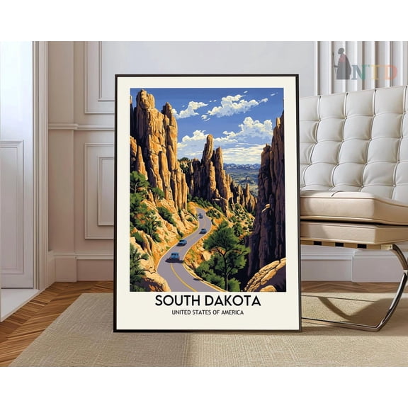 South Dakota Poster, Mount Rushmore Travel Wall Art