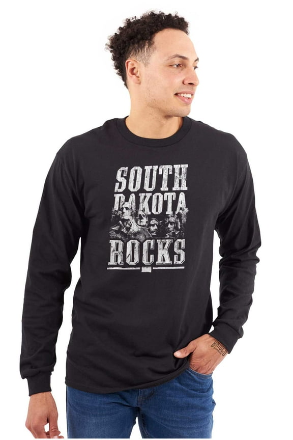 South Dakota Rocks Mount Rushmore Plus Size Long Sleeve Graphic Tee Shirt Brisco Brands 2X