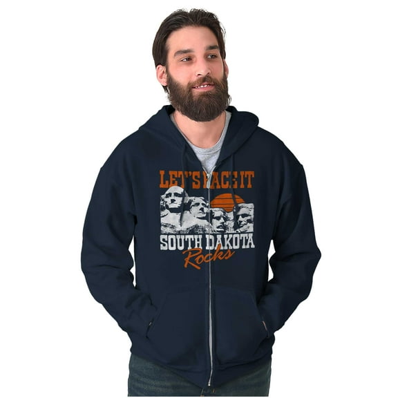 South Dakota Rocks SD Mount Rushmore Unisex Fleece Graphic Zip Up Hoodie Brisco Brands 2X