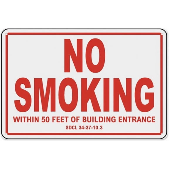 South Dakota No Smoking Within 50 Feet Sign 8"x12", Aluminum Tin Warning Signs for Home Outdoor Garden, Weatherproof Fire Safety Sign for South Dakota