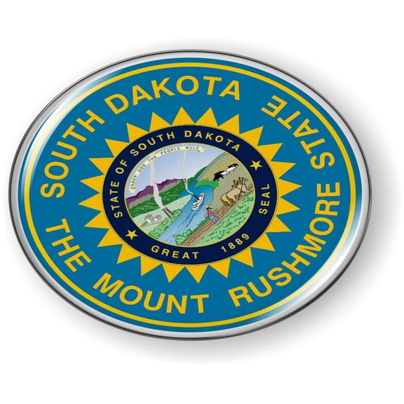 South Dakota State Flag 3D Domed CAR Emblem Badge Sticker Flexible Round