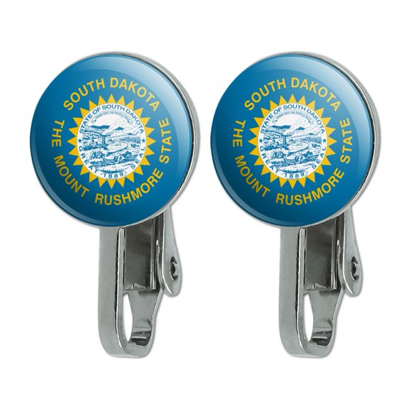 South Dakota State Flag Novelty Clip-On Stud Earrings