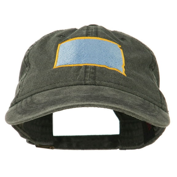 South Dakota State Map Embroidered Washed Cotton Cap - Black OSFM