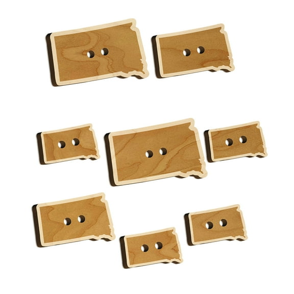 South Dakota State Silhouette Wood Buttons for Crochet Knitting Sewing DIY Craft - 1.00 Inch Medium (7pcs)