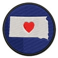 thumbnail image 1 of South Dakota State with Heart Applique Multi-Color Embroidered Hook & Loop Patch - 2.0 Inch Mini, 1 of 5
