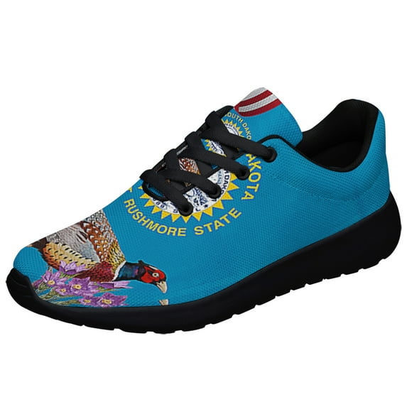 South Dakota Stte Pasqueflower and Ring necked Pheasant Shoes Sneakers Black Size 8