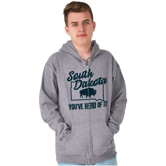 South Dakota You've Heard Pun Bison Unisex Fleece Graphic Zip Up Hoodie Brisco Brands 3X