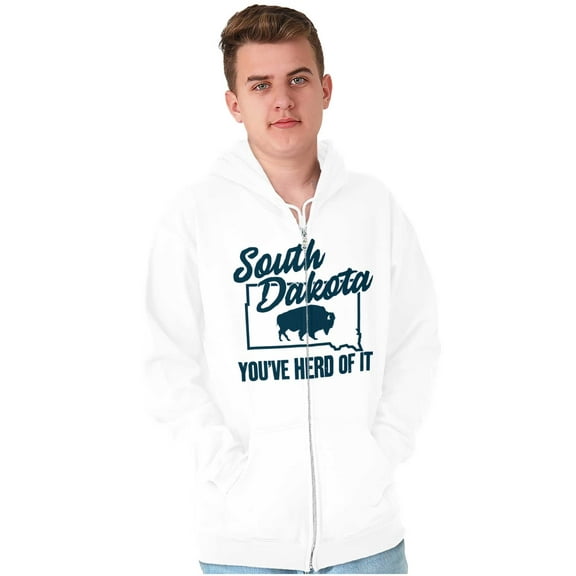 South Dakota You've Heard Pun Bison Zip Up Hoodie Men's Women's Brisco Brands X