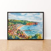 South Devon England Poster, South Devon Travel Print, Coastal Landscape Seaside Wall Art