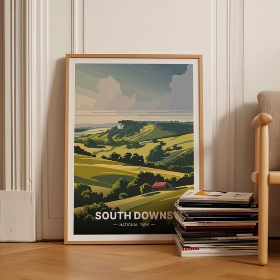 South Downs National Park Travel Poster, West Sussex England Wall Art, Uk Countryside Decor, Beachy Head Landscape Wall Art, Modern Wall Decor, 24x36 UNFRAMED