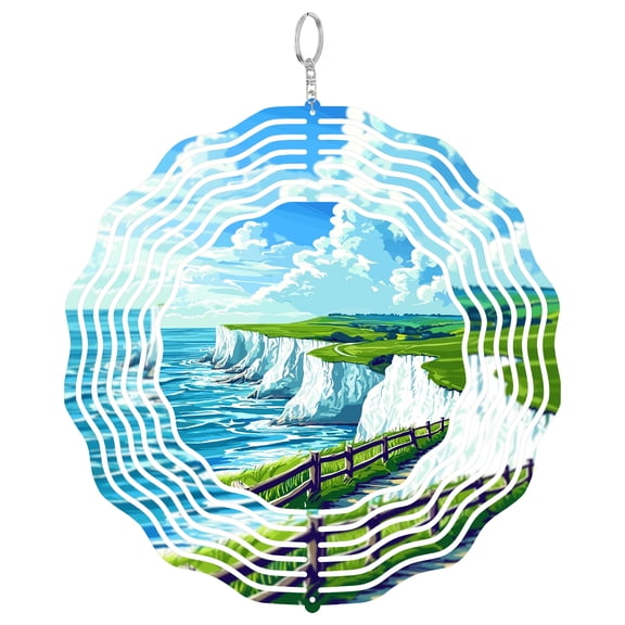 South Downs Way England 3D Wind Spinner Stainless Steel Hanging Ornament Garden Decor Chalk Cliff Gift
