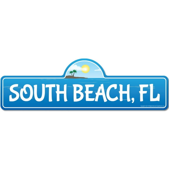 South FL Florida Beach Street Sign | Indoor/Outdoor | Surfer Ocean Lover Décor For Beach House Garages Living Rooms Bedroom | Signmission Personalized Gift
