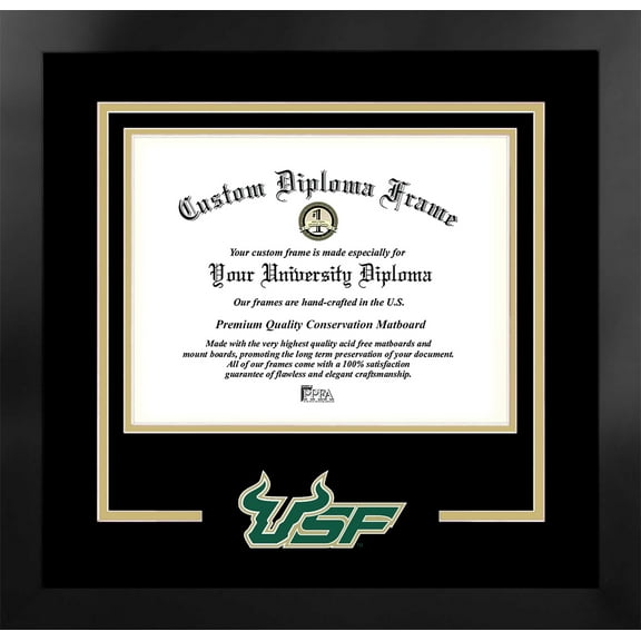 South Florida Bulls 11w x 8.5h Spirit Diploma Manhattan Black Frame with Bonus Campus Images Lithograph (value savings $59)