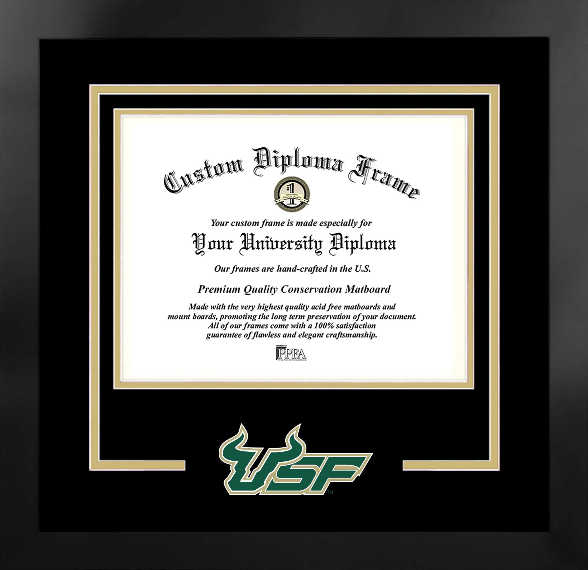 South Florida Bulls 14w x 11h Spirit Diploma Manhattan Black Frame with Bonus Campus Images Lithograph (value savings $59)