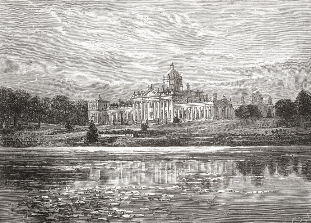 The South Front Of Castle Howard North Yorkshire England In The Late 19Th Century From Our Own Country Published 1898 Canvas Art - Ken Welsh Design Pics (34 x 24)