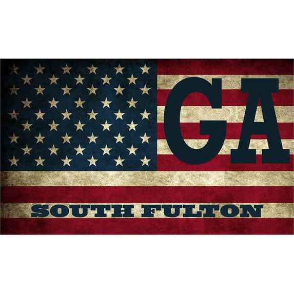 South Fulton GA Georgia Fulton County Vintage US Flag Decal Bumper Sticker 3M Vinyl 3" x 5"