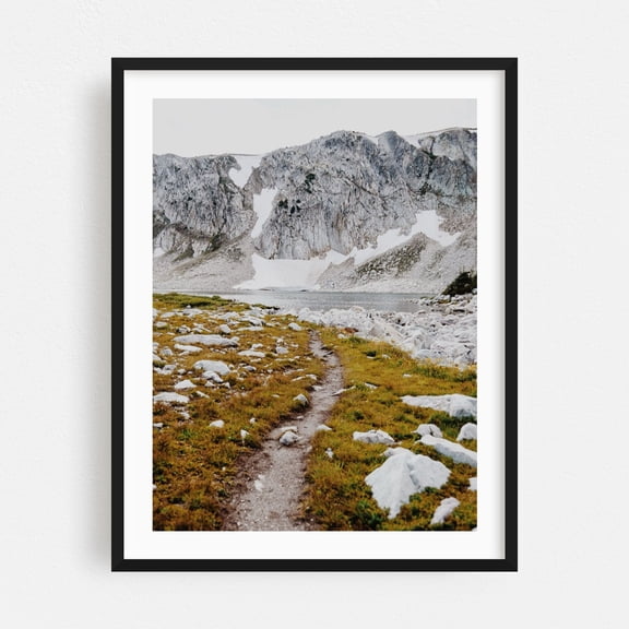 South Gap Lake Trail - Wyoming Photography Mountain Landscape Nature Scenic Wilderness Snow Black Framed Wall Art Print 5 x 7 inches