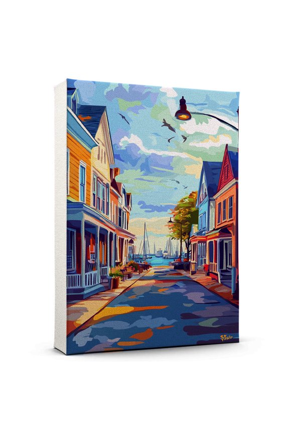 South Haven Travel Canvas, Michigan Canvas Print vintage, Colorful South Haven Decor City Road, Michigan Pictures Wall Art - 102AZ1298